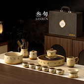 三旬敦煌飞天盖碗功夫茶具套装 家用轻奢高档2026新款 泡茶专用茶杯