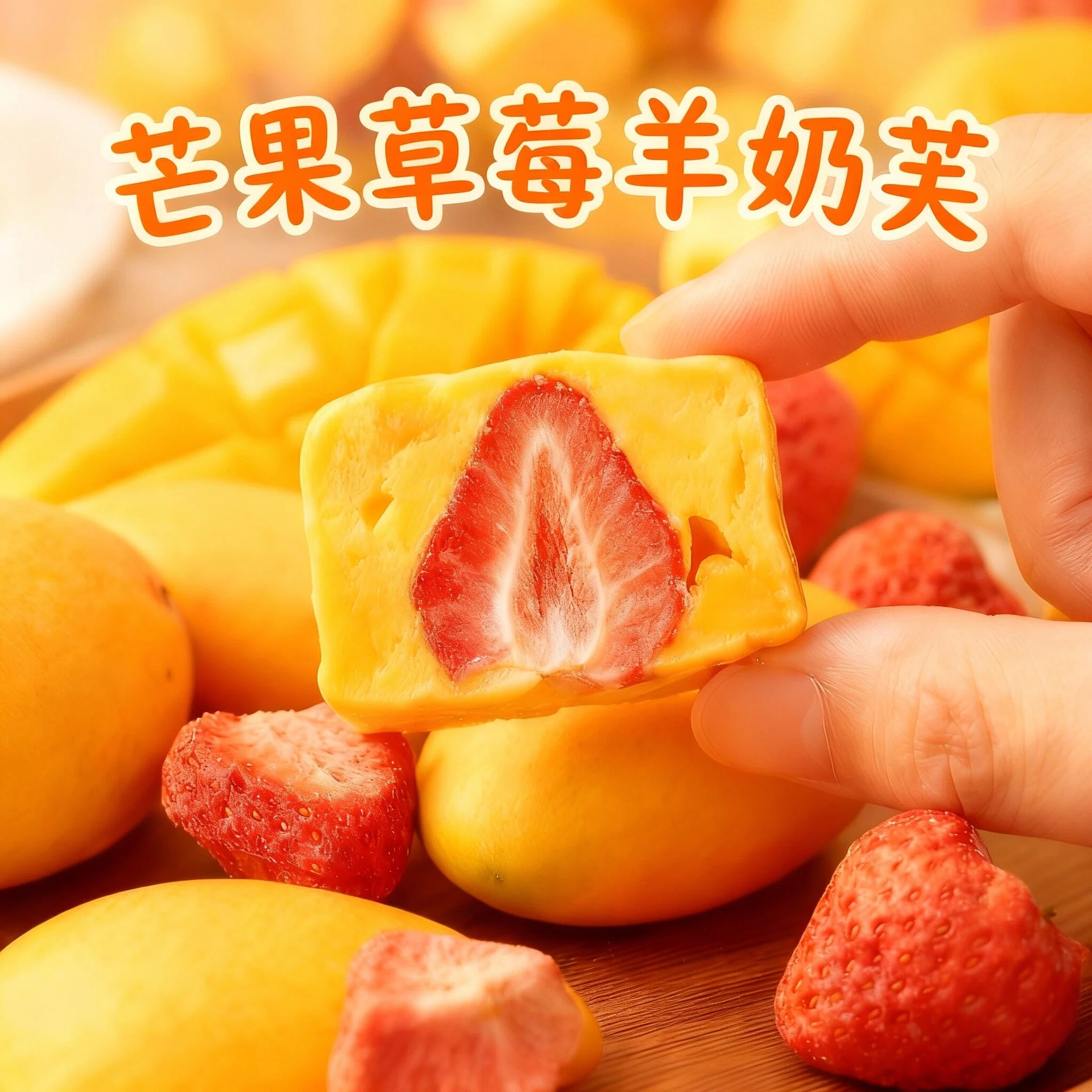 芒果味草莓羊奶芙零食图片