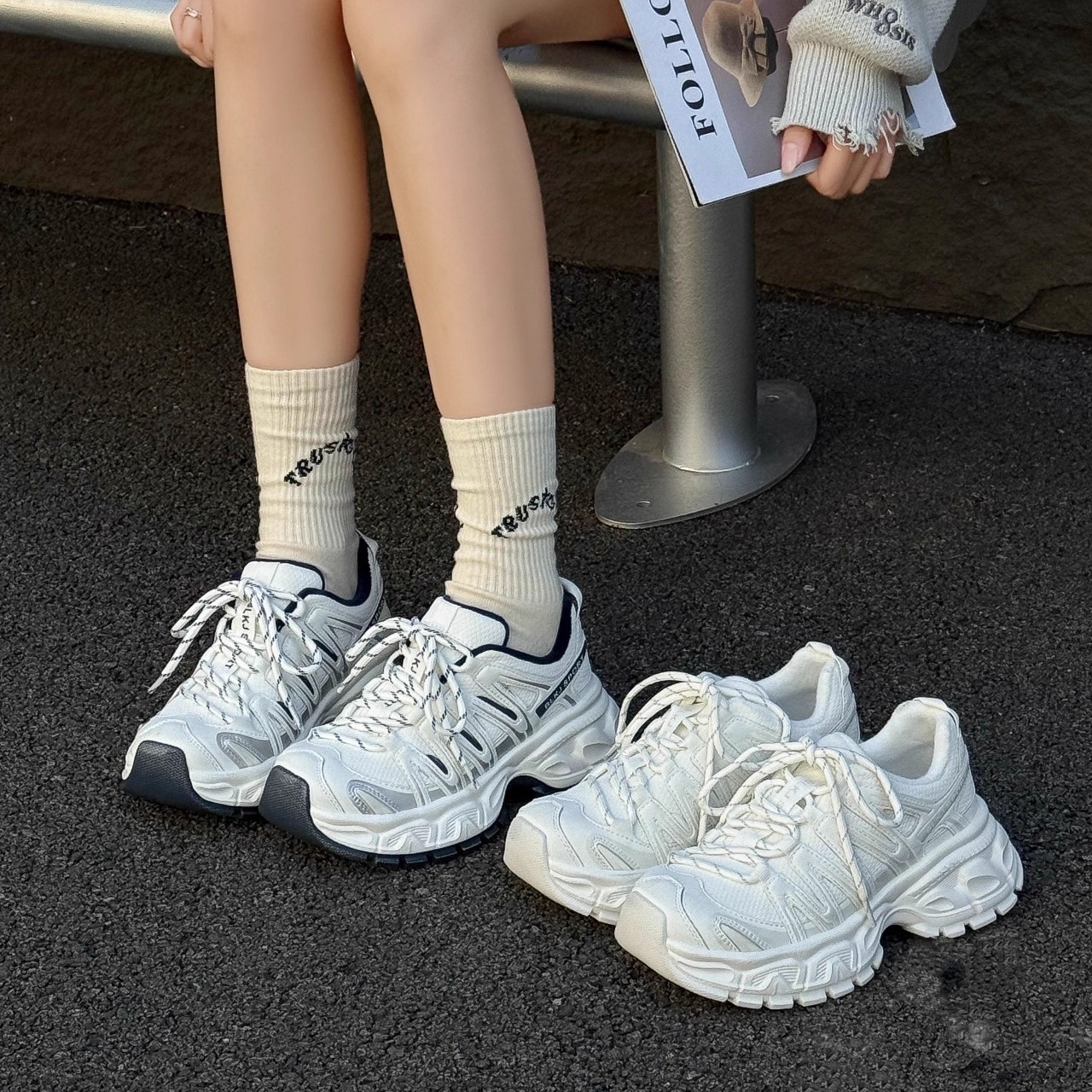 艾模儿加绒老爹鞋25冬款女鞋时尚百搭韩版潮鞋舒适增高保暖气质