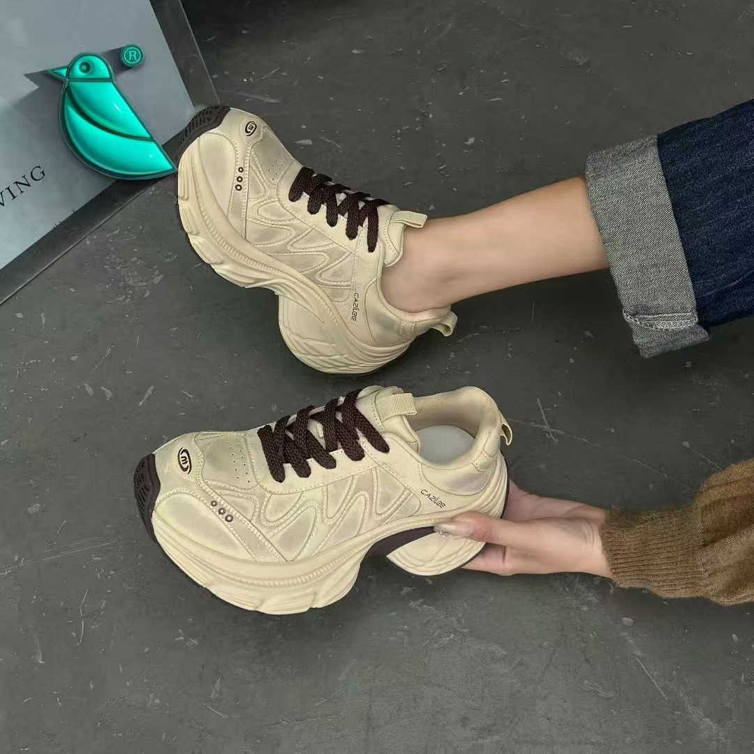悦女鞋2025新款女鞋厚底增高休闲鞋女百搭运动鞋秋季新款厚底板鞋