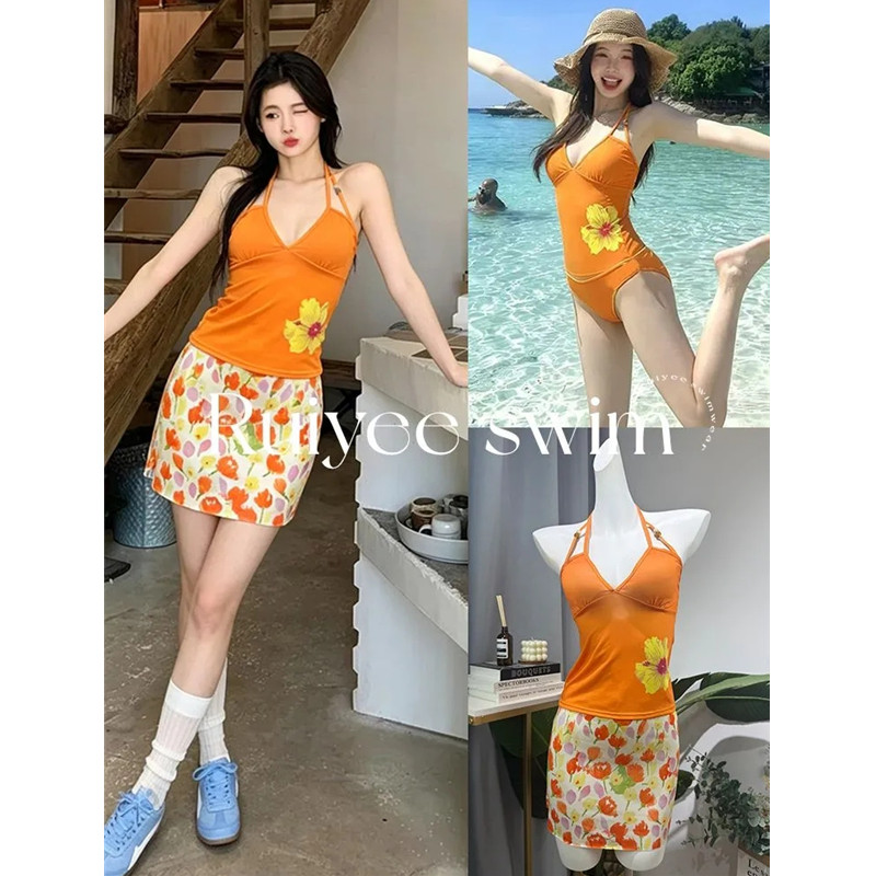 泳衣女比基尼性感三件套高腰遮肚显瘦少女小胸聚拢森系韩版ins风