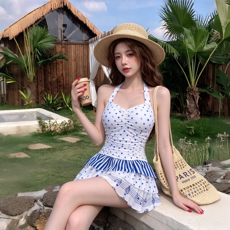 泳衣女裙式连体韩版ins风少女风