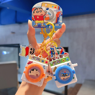 2025年新品创意正版蜡笔小新发声洗衣机玩具钥匙扣女包包挂件批发