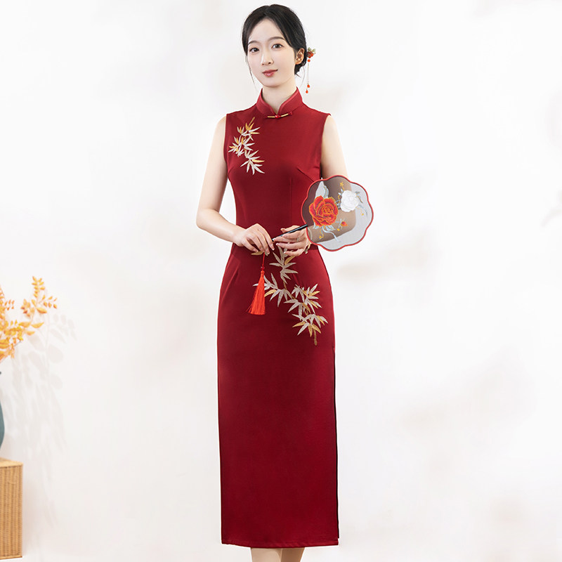 挽苏酒红色敬酒服旗袍改良年轻款图片