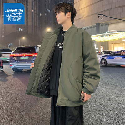 真维斯美式短款飞行夹克棉服男款秋冬季加厚夹棉外套棒球服
