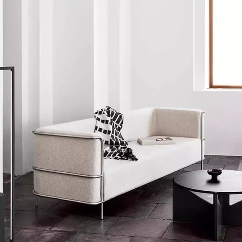 包豪斯布艺中古不锈钢沙发小户型