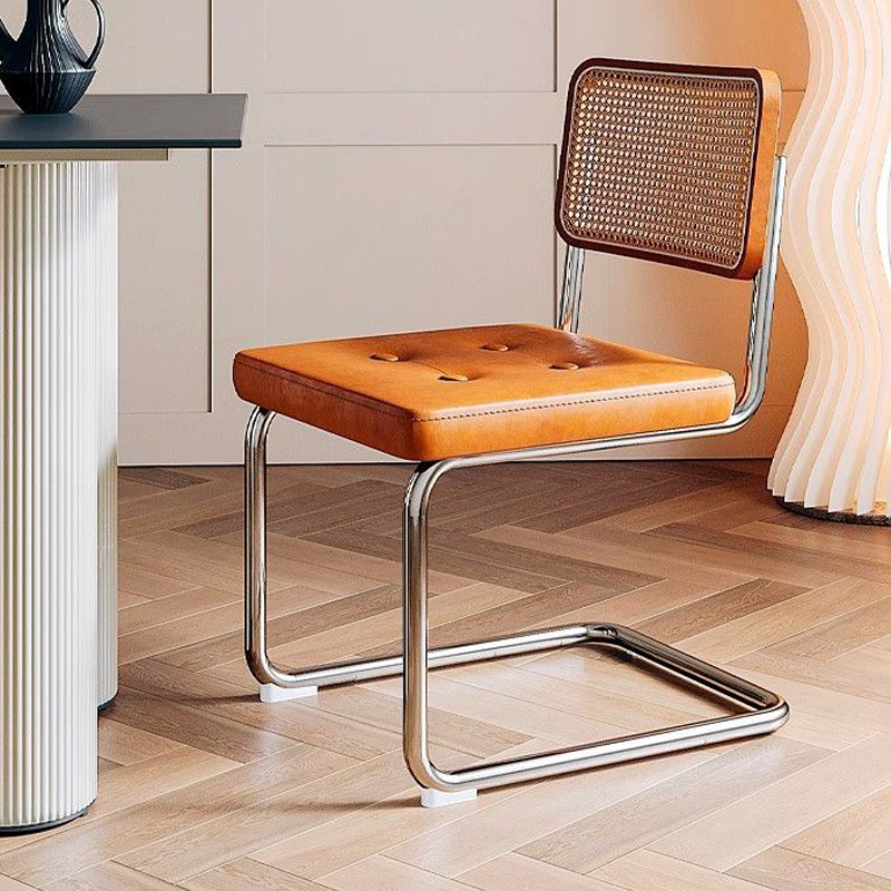 法式中古藤编餐椅家用意式靠背椅