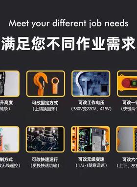 鹏祥1T环链电动葫芦3款80V单双链挂钩电动葫芦链上下电BWW动具模