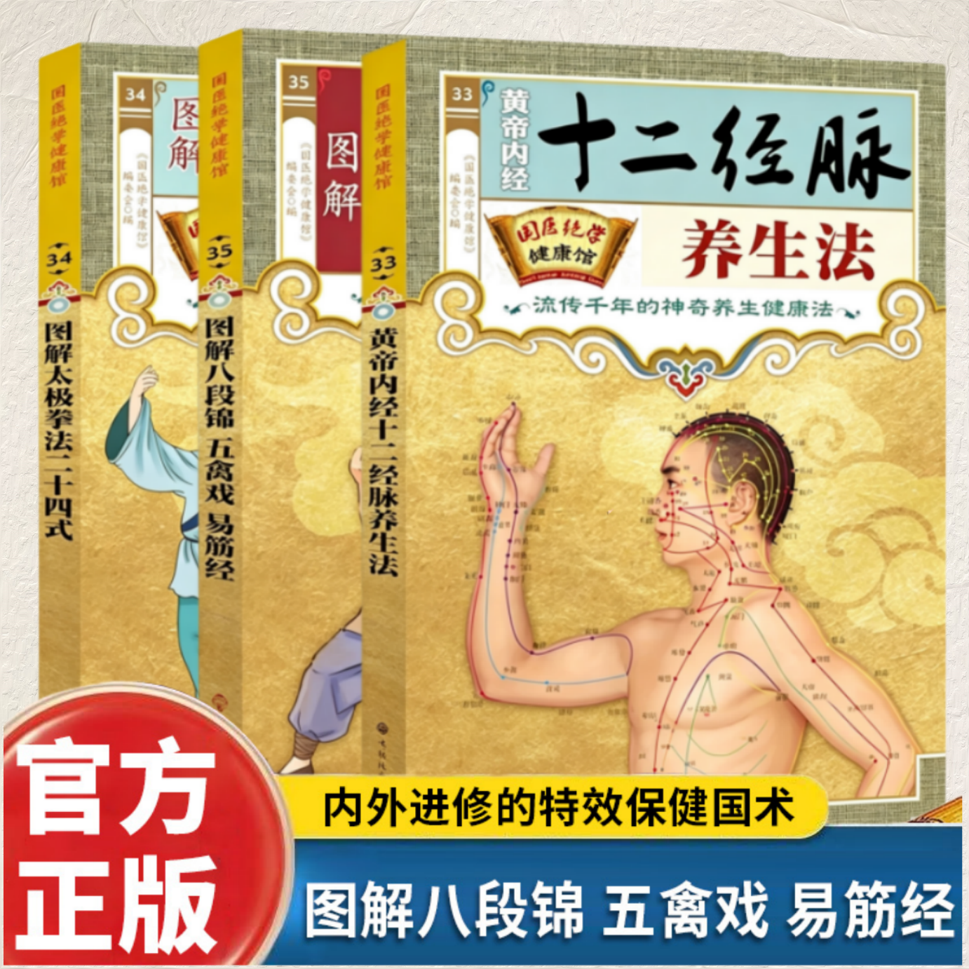 【官方正版】国医绝学健康馆系列易经风水养生法图解黄帝内经十二经脉养生法太极拳法二十四式八段锦五禽戏自学中医养生入门书籍