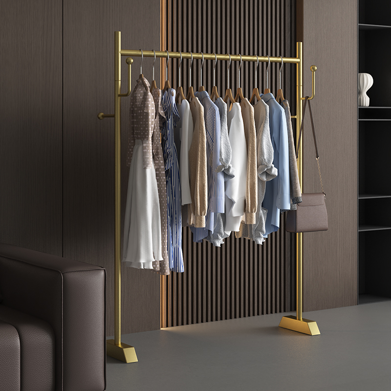 不占空间窄脚晾衣架落地室内晒衣架阳台卧室家用简易单杆式衣帽架