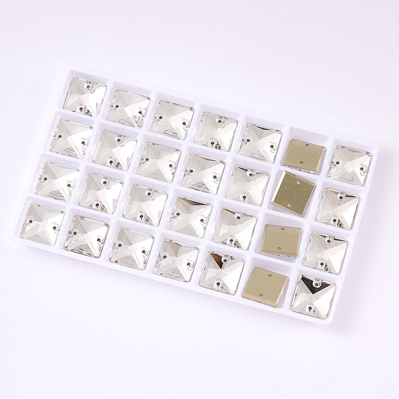 12mm精品16色K9彩色双孔平底手缝钻