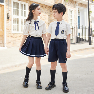 幼儿园园服夏季 毕业照服 英伦学院风儿童校服D套F装 小学生班服夏季