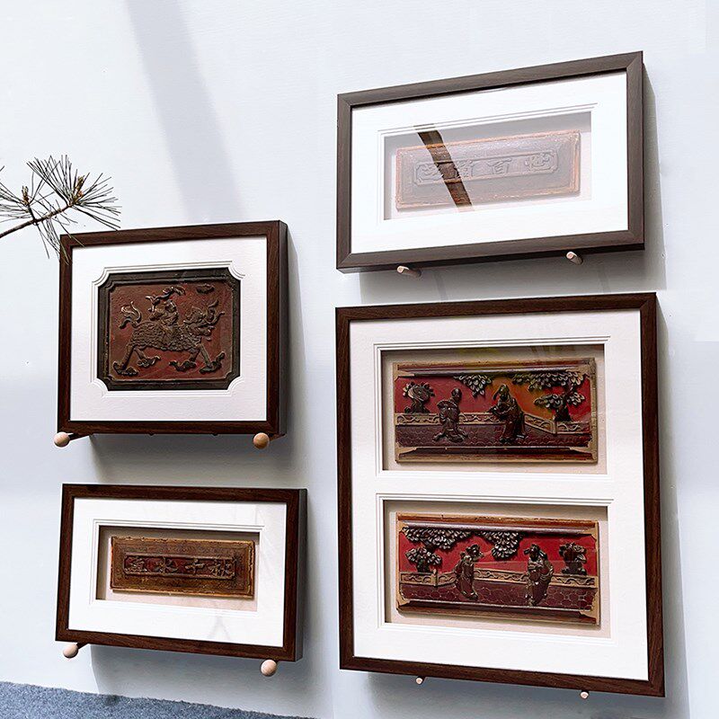 花板画板装裱框老木雕画框相框立体展示挂墙标本框架边框创意