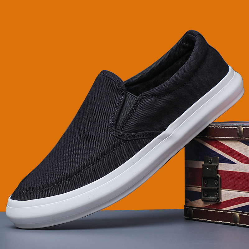 帆布鞋男鞋透气休闲鞋套脚懒人鞋