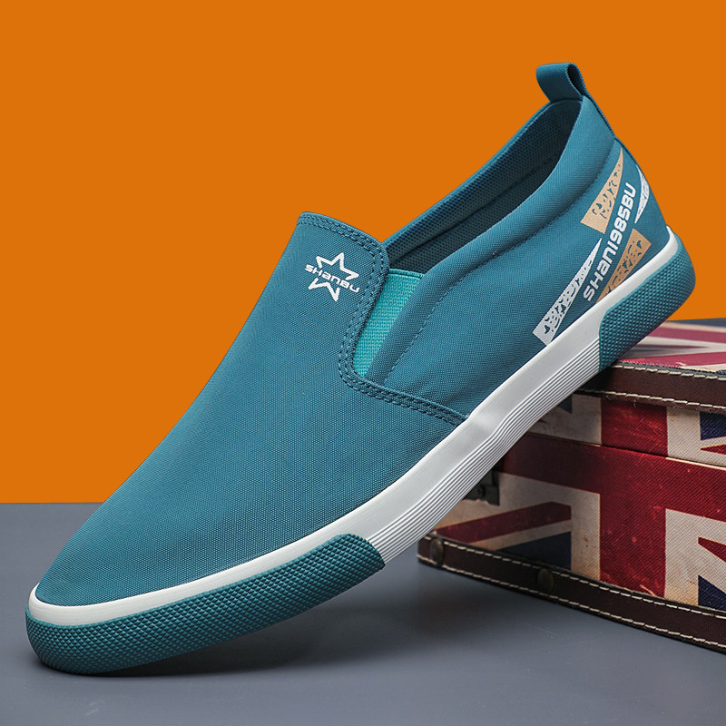 男鞋布鞋新款男士低帮透气休闲帆布鞋韩版潮流套脚一脚蹬懒人板鞋