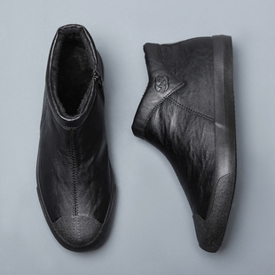 冬季男鞋加绒保暖高帮休闲鞋棉鞋雪地棉靴短靴韩版潮流软底马丁靴