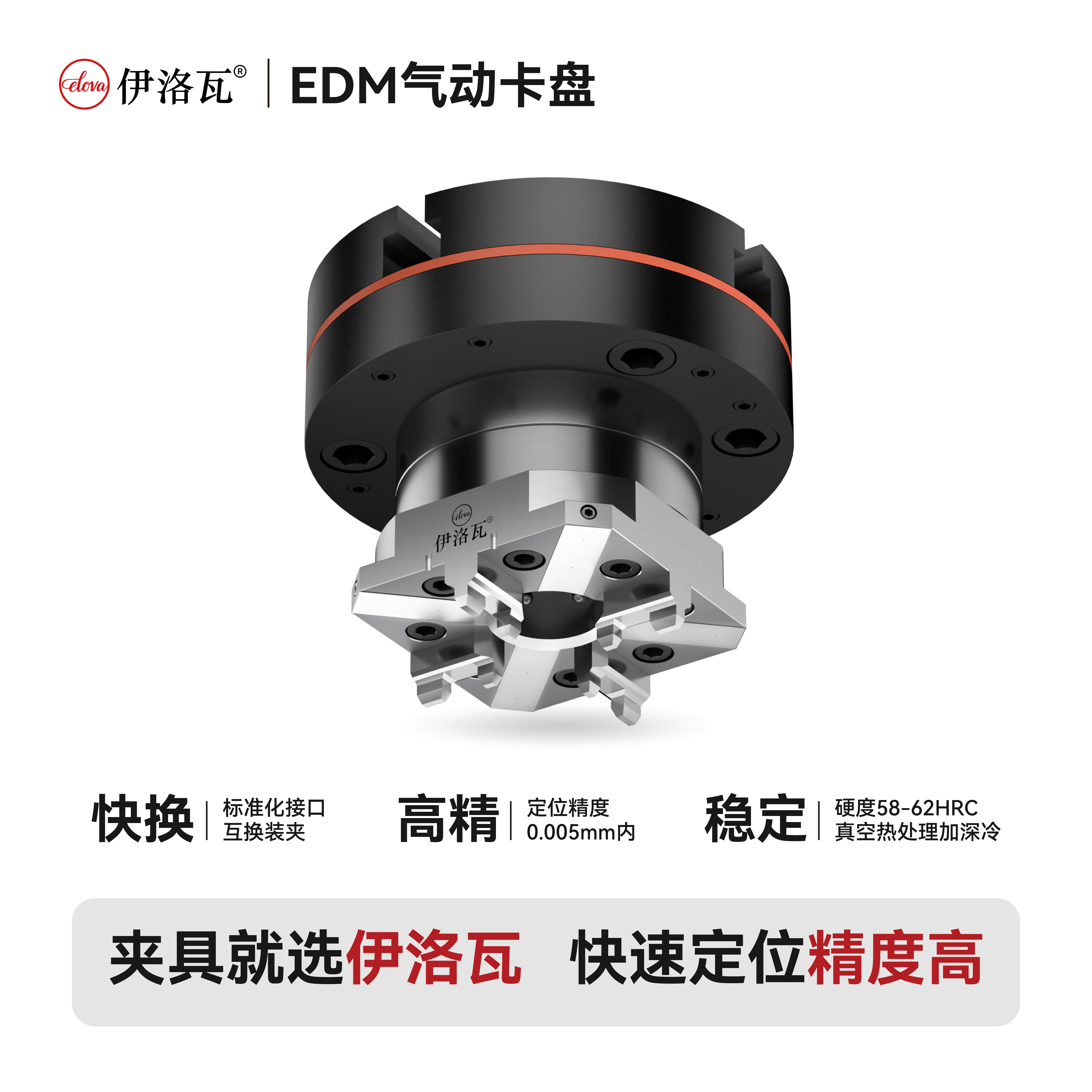 伊洛瓦官方EDM火花机放电夹具铜公放电卡盘延长转向卡盘电极夹具