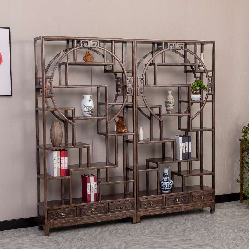 博古架实木中式置物架古董架茶具架展示柜隔断柜玄关柜书架陈列柜