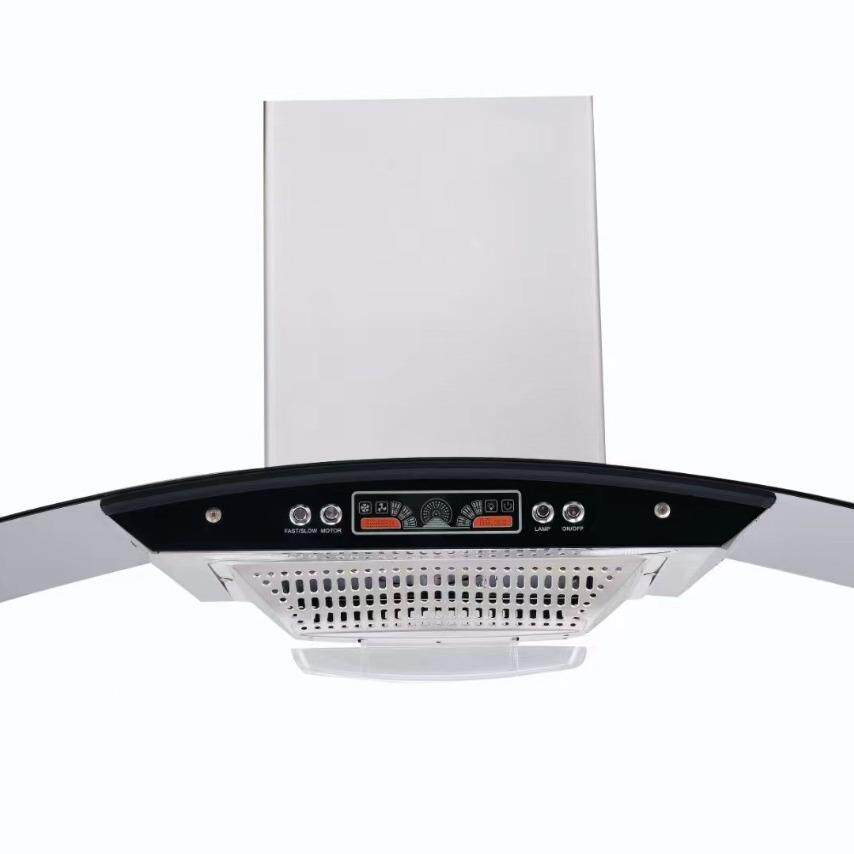 抽吸油烟机排烟罩风机T弧形彩屏显示按键开关全凸锥形网67900宽