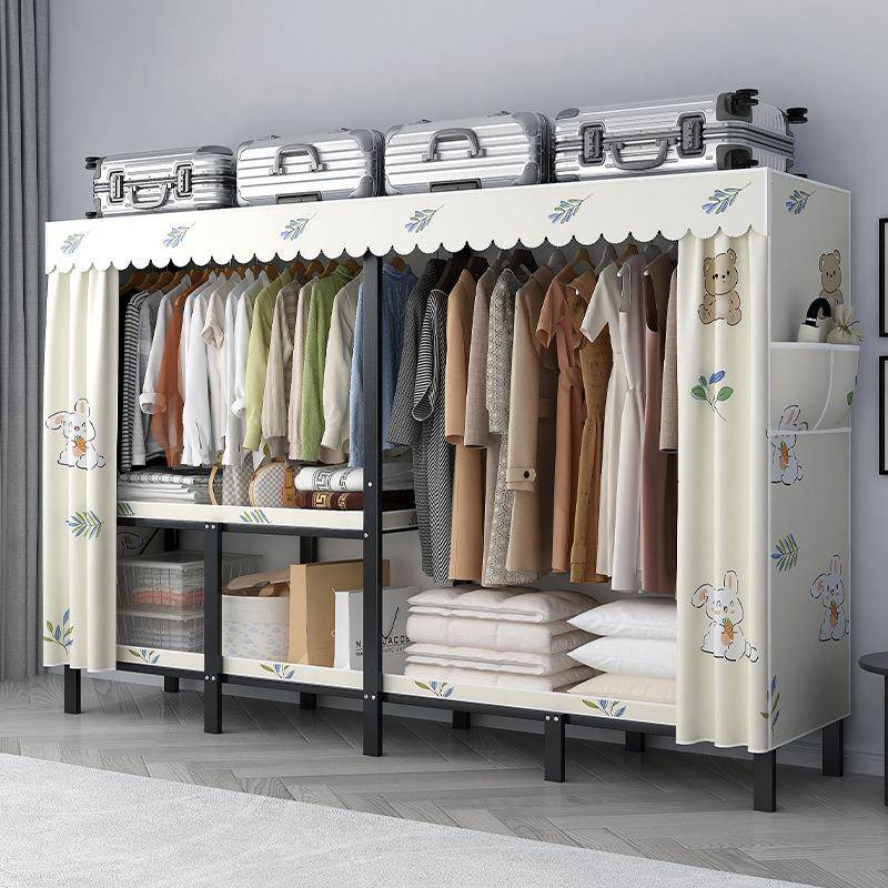 折叠免安装布衣柜家用卧室结实耐用出租房简易衣柜钢架收纳衣橱