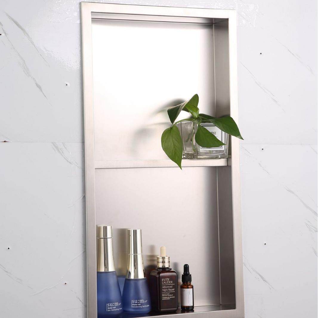 双层卫生间淋浴房防水防锈不锈钢壁龛嵌入式收纳置物架轻奢