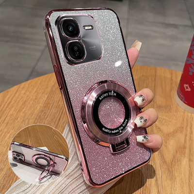 适用vivoy37pro手机壳vivo硅胶y37por保护套5g全包防摔V2354A闪粉voy透明软壳viv0男女带支架步步高丫新款网