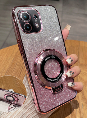 适用小米11手机壳mi11pro硅胶保护套m11全包防摔透明软壳十一por男女潮115g带支架11p曲面屏专用新款创意网红