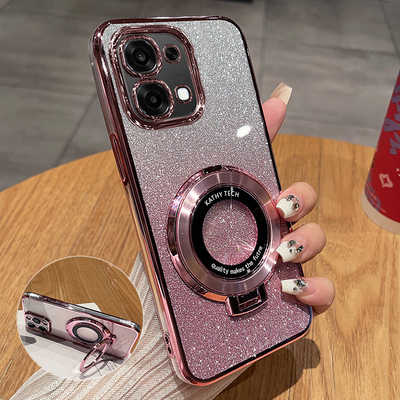 适用OPPOA6闪粉带支架手机壳