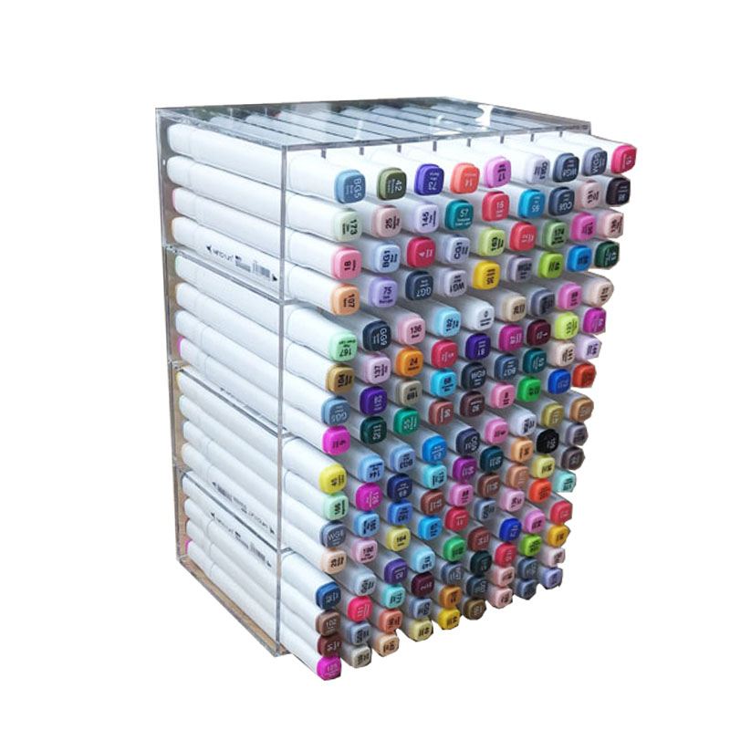 艺本亚克力透明马克笔架收纳分格桌面彩笔下笔架文具店笔架陈列