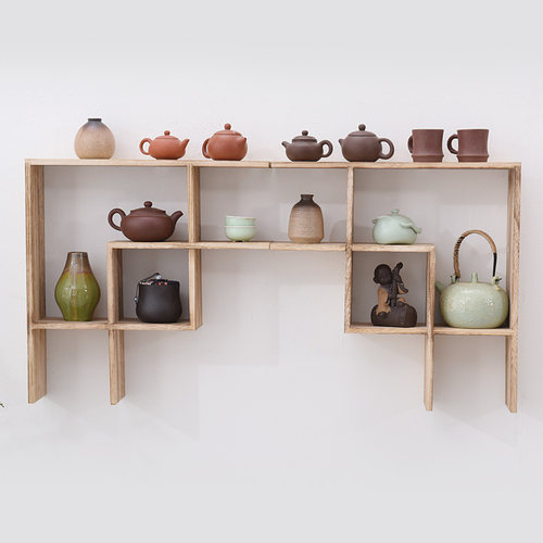 实木挂墙博古架壁挂多宝阁墙上置物架茶具架茶壶架展示书架装饰架