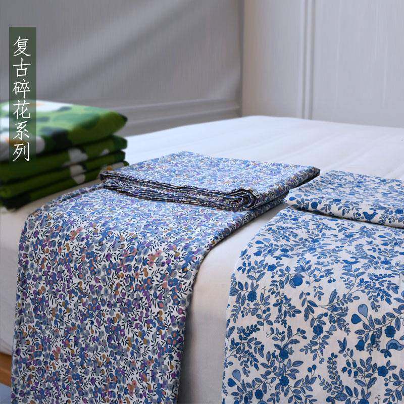 纯棉床单单件水漫覆古田园碎花被单1.5/1.8/2.0床睡眠植物花卉