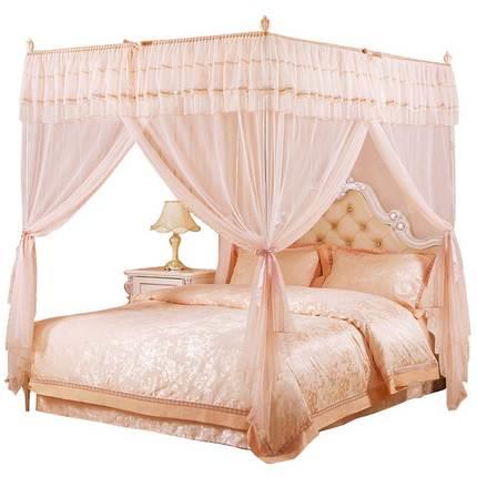 落地式宫廷蚊帐家用2025新款家庭卧室高级免安装支架婚房纹帐
