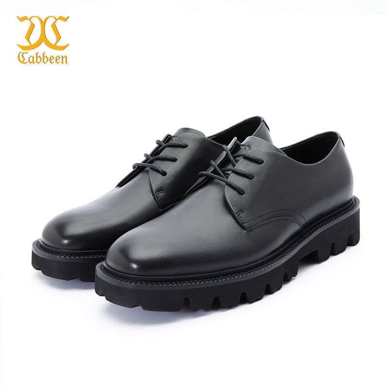 Cabbeen/卡宾真皮男鞋商场同款秋冬新款潮奢低帮系带皮鞋
