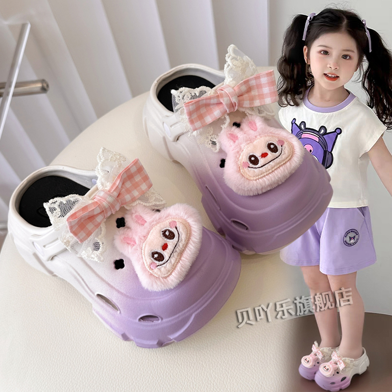 拉布布女童洞洞鞋夏季新款