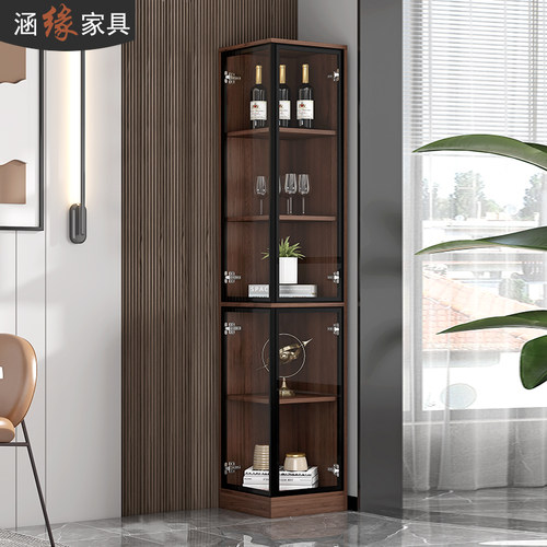 玻璃酒柜展示柜客厅靠墙餐边柜转角柜置物架现代简约墙角柜三角柜