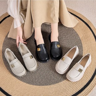 小皮鞋 头层牛皮春秋季 舒适百搭单鞋 真皮软底复古中老年妈妈鞋 新款