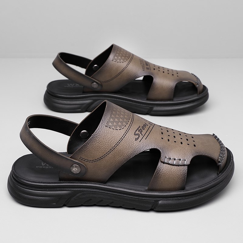 2025特大码男鞋45夏季包头凉拖鞋46两穿J爸爸皮凉鞋47加宽沙滩鞋4