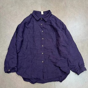 纯亚麻做旧 休闲衬衫 中长款 肥大版 春夏 凡秒8003 型 宽松大码