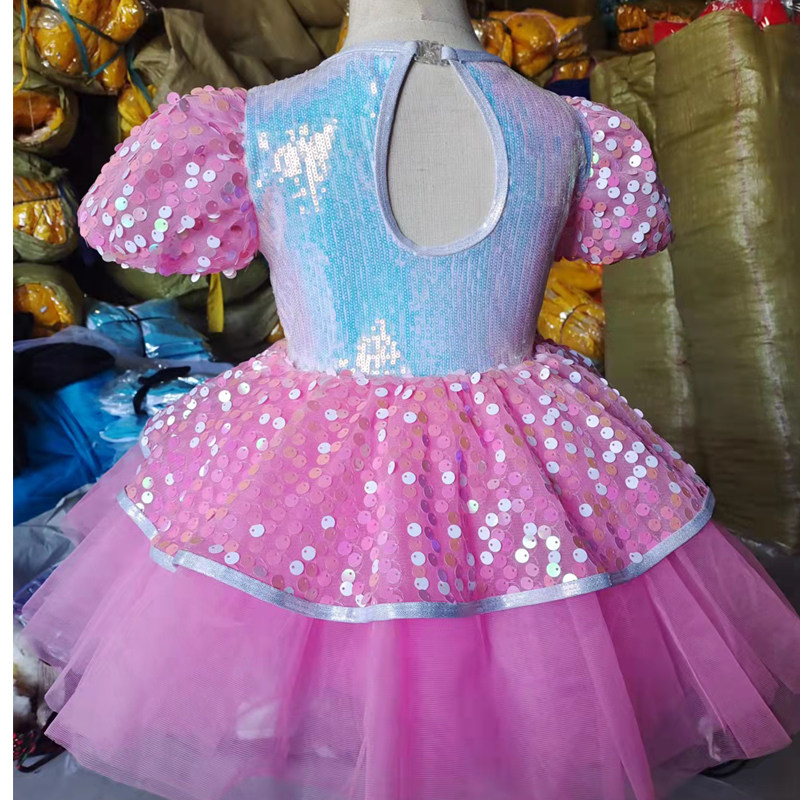 儿童亮片纱裙演出服女童蓬蓬裙舞蹈表演服幼儿小女孩粉可爱公主裙