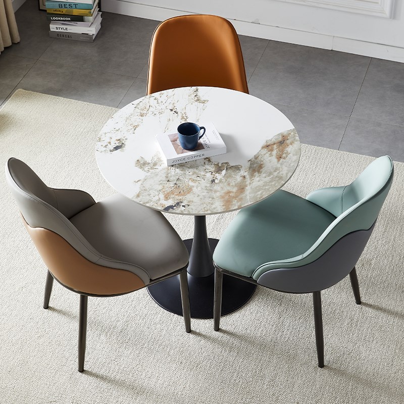 岩板餐桌饭桌办公休闲接待洽谈桌椅组合阳台桌子郁金香小圆桌茶几