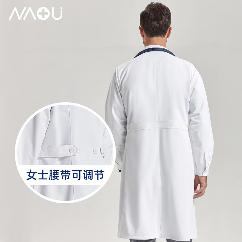 南欧鱼白大褂白大衣短袖女医生服医美牙科工作服男医护高端冬长袖