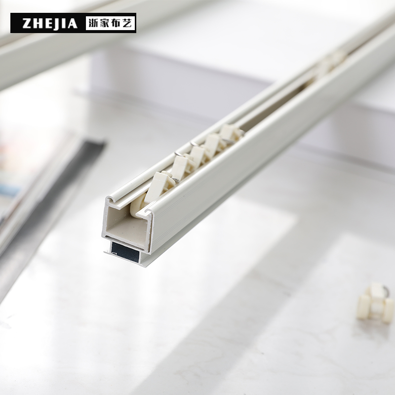 浙家布艺:定制超薄窗帘轨道滑轨飘窗内开窗阳台杆子顶装