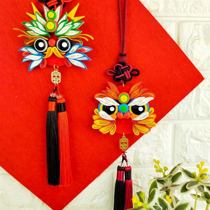 亲子幼儿园非遗DIY创作沙龙暖场活动醒狮祥龙衍纸材料包