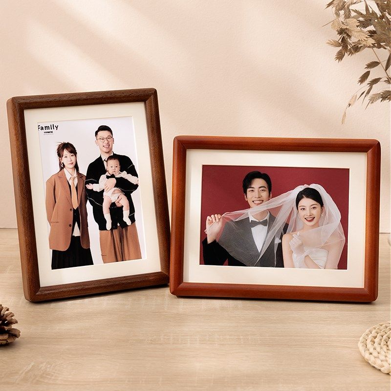 圆角实木相框摆台高级感5 6 7八寸A3a4全家福diy定制画框空框挂墙