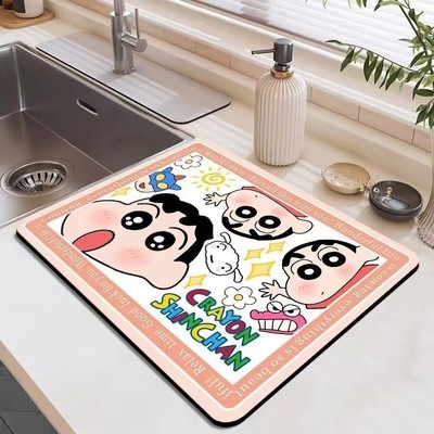 蜡笔小新沥水垫硅藻泥台面垫子卡通动漫吸水杯垫吧台餐桌控水垫