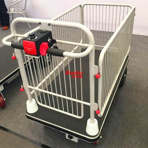 HG-110带护栏大台面电动平板车BIGPLATFROM POWER CART WITHSHELF
