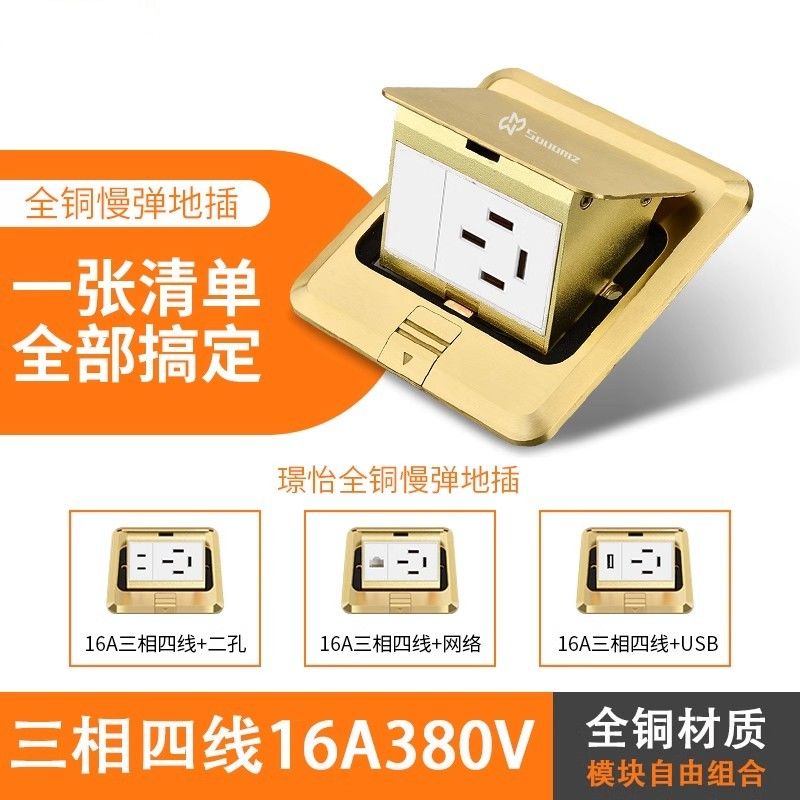 双门子16A三相四线弹起式地插