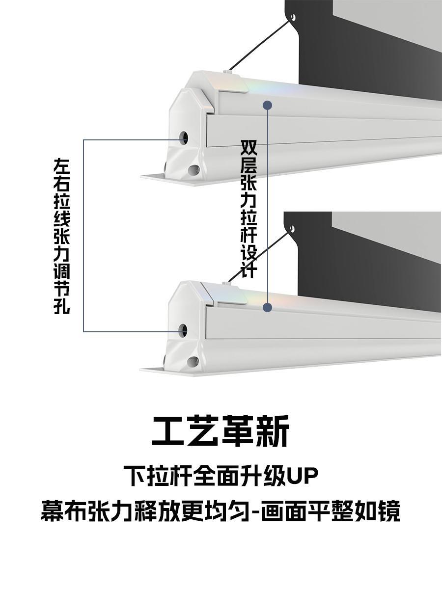 全新升级天花隐藏嵌入式幕布带氛围灯电动幕布8K无线遥控家用影院