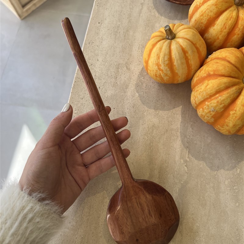 四时有梨 日式木勺长柄饭勺大口吃面勺拉面勺子龟甲大汤勺