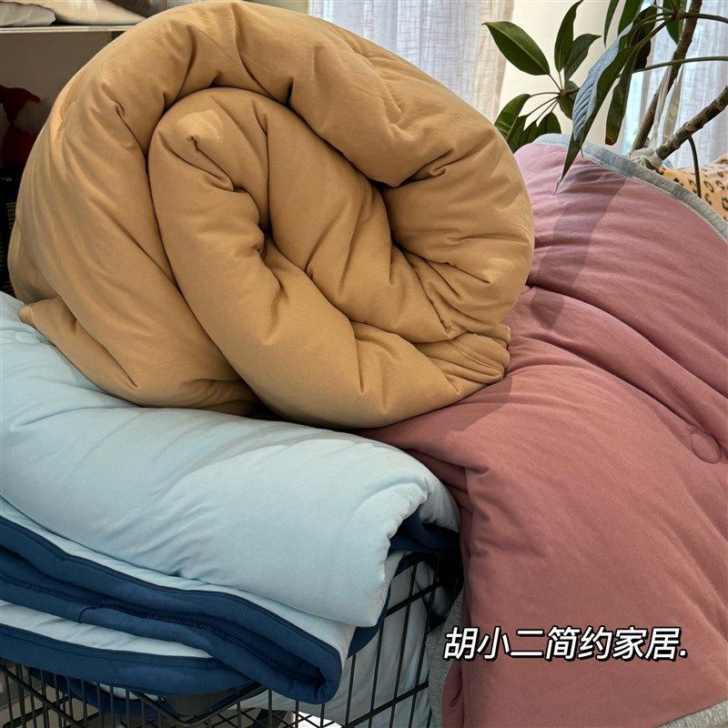 柔软裸睡针织天竺棉春秋被芯可水洗一体被秋冬加厚保暖雪绒被冬被